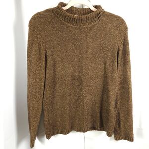 Talbots Womens Small Brown Long Sleeve Turtleneck Nylon Pullover Sweater
